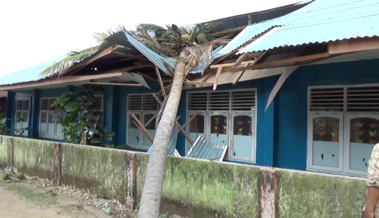 Tertimpa Pohon, Sebuah Rumah dan Bangunan Sekolah di Kabila Bone Rusak Parah.