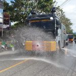 Cegah Penyebaran Covid-19, Polda Gorontalo Bersama Forkopimda Lakukan Penyemprotan Disinfektan Masal di Sejumlah Wilayah