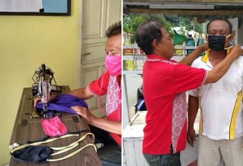 Kurangnya Ketersediaan, Kades Botubarani Jahit Masker Untuk Masyarakat