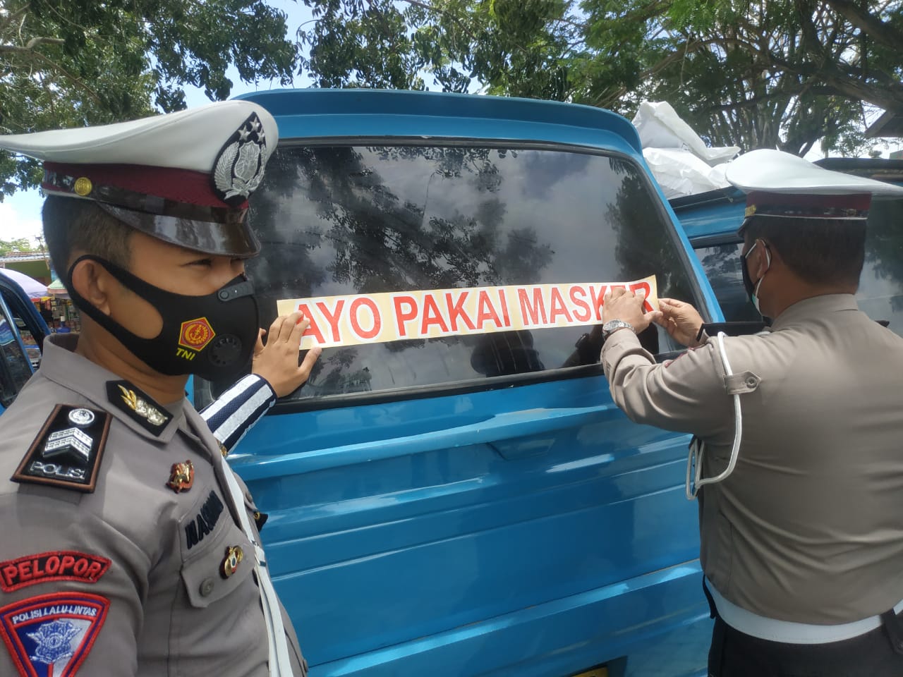 Cara Baru Ditlantas Polda Gorontalo Meluaskan Kampanye Pakai Masker