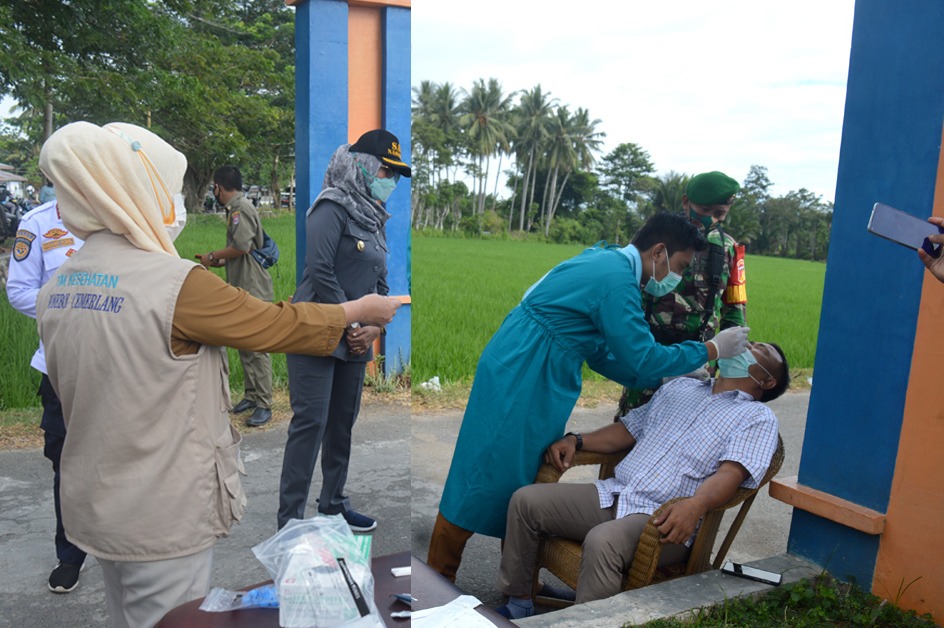 Swab antigen bagi para pelanggaran protokol kesehatan (Prokes), khususnya para pengunjung pasar yang kedapatan tidak memakai masker, di Pasar Selasa Oluhuta, di Kelurahan Oluhuta Utara, Kecamatan Kabila, Selasa (10/8/2021)