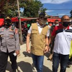 Wakil Wali Kota Gorontalo, Ryan F. Kono saat meninjau penerapan protkes di Pasar Tradisional/ Humas Pemkot