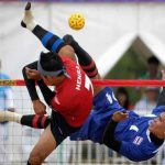 Hendra pago saat pertandingan di SEA Games Filipina berhadapan dengan Tim Thailand