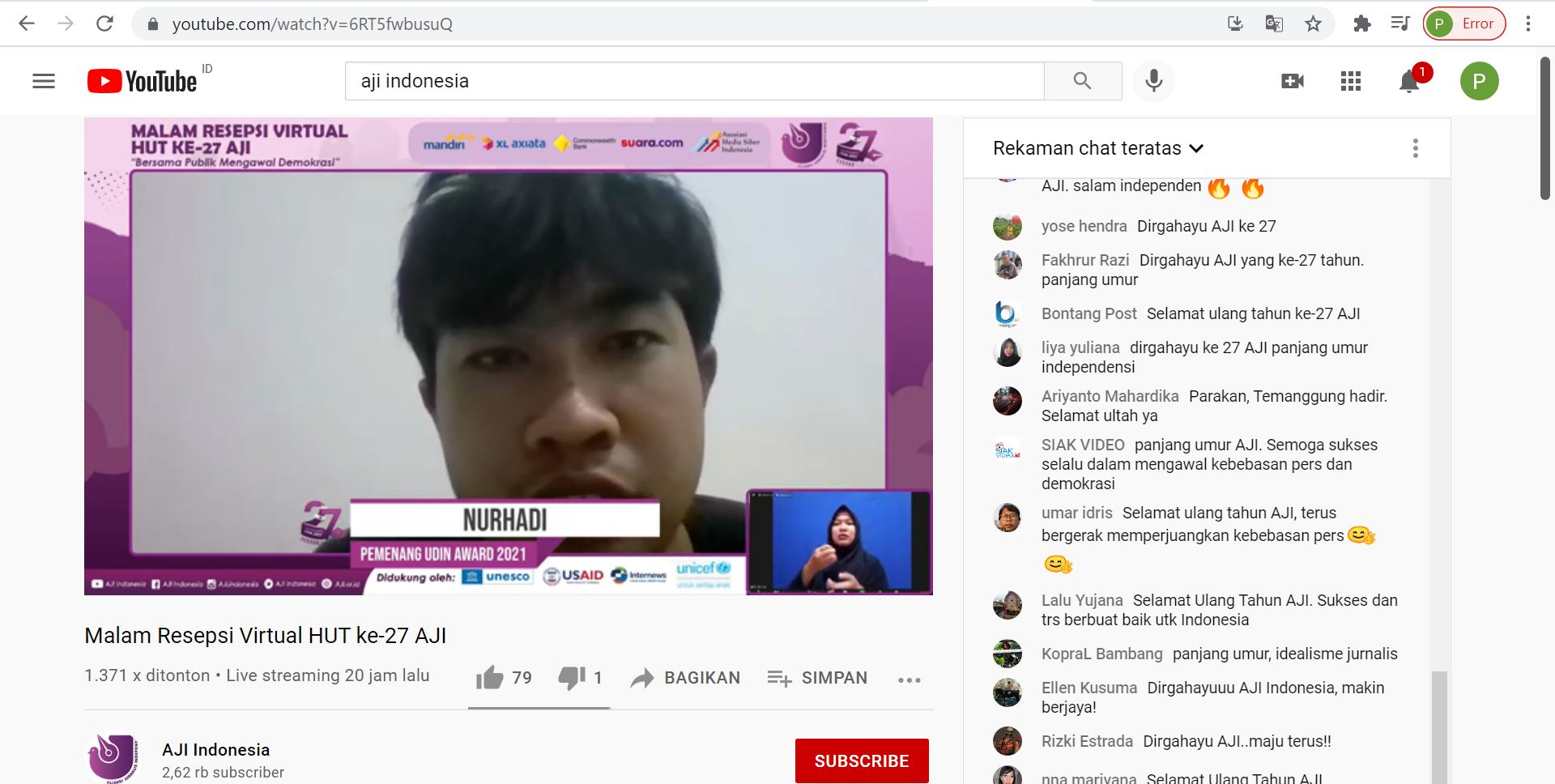 Udin Award 2021 Diberikan AJI Indonesia kepada Nurhadi