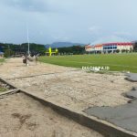Pekerjaan pembangunan joging track di Sport Center Limboto terus dilakukan/Fandiyanto Pou