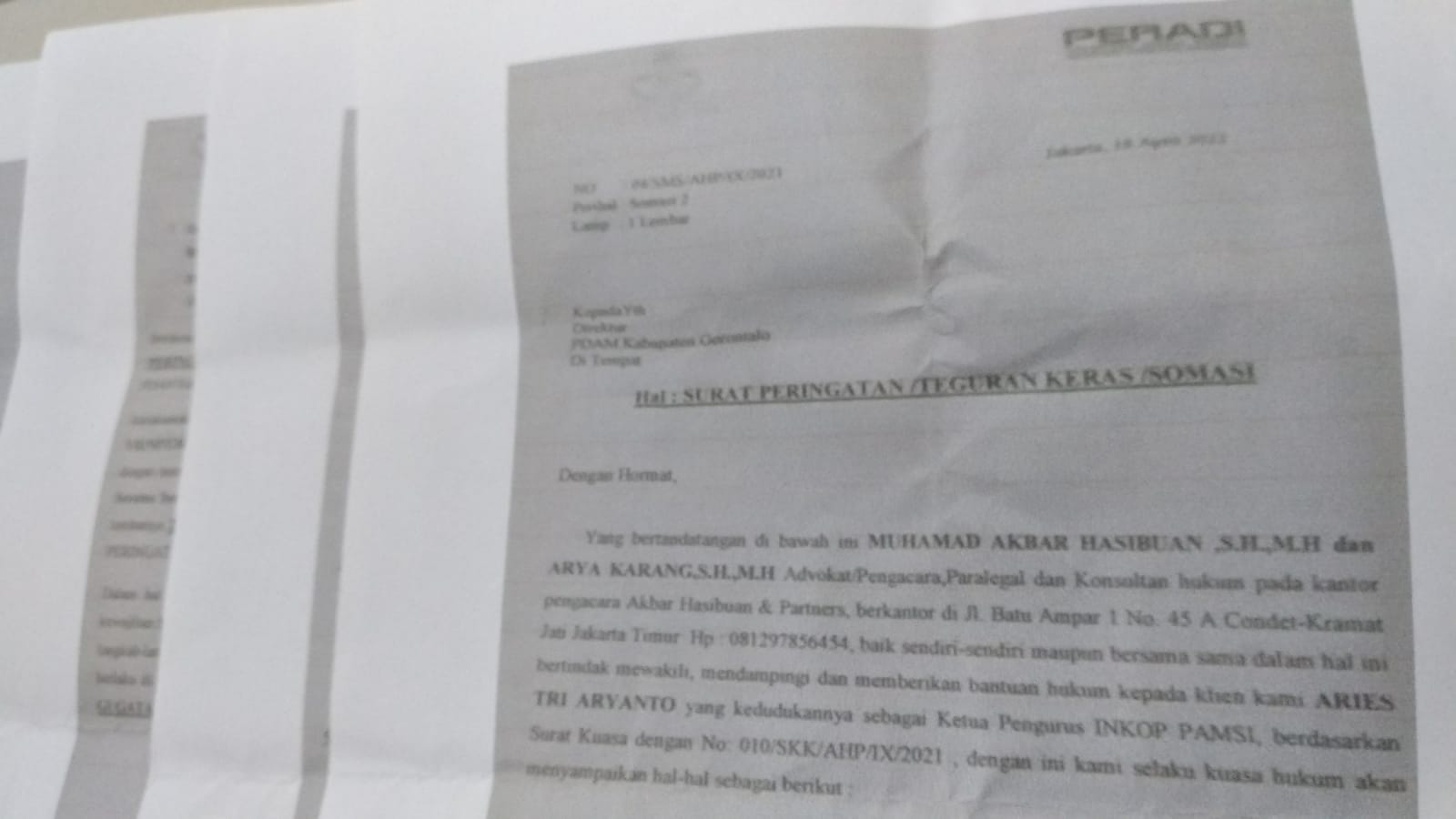 INKOP PAMSI Layangkan Somasi Ke Direktur Perumda Tirta Limutu