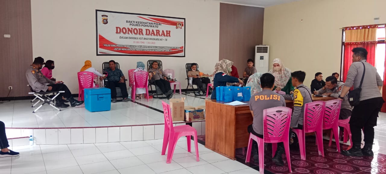 HUT Bhayangkara ke-76, Polres Pohuwato Gelar Donor Darah Massal