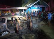 Mobil Ditumpangi Sekeluarga Terbakar Usai Tabrak Depot BBM di Gorontalo