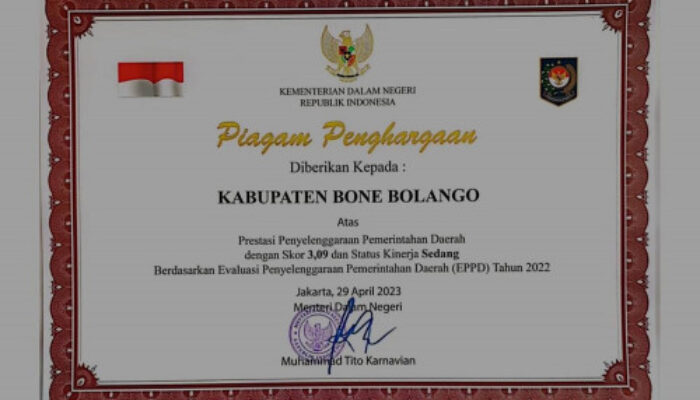 Pemkab Bone Bolango Raih Prestasi dalam Penyelenggaraan Pemerintahan