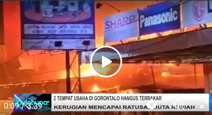 Kebakaran dua tempat usaha di Kota Gorontalo