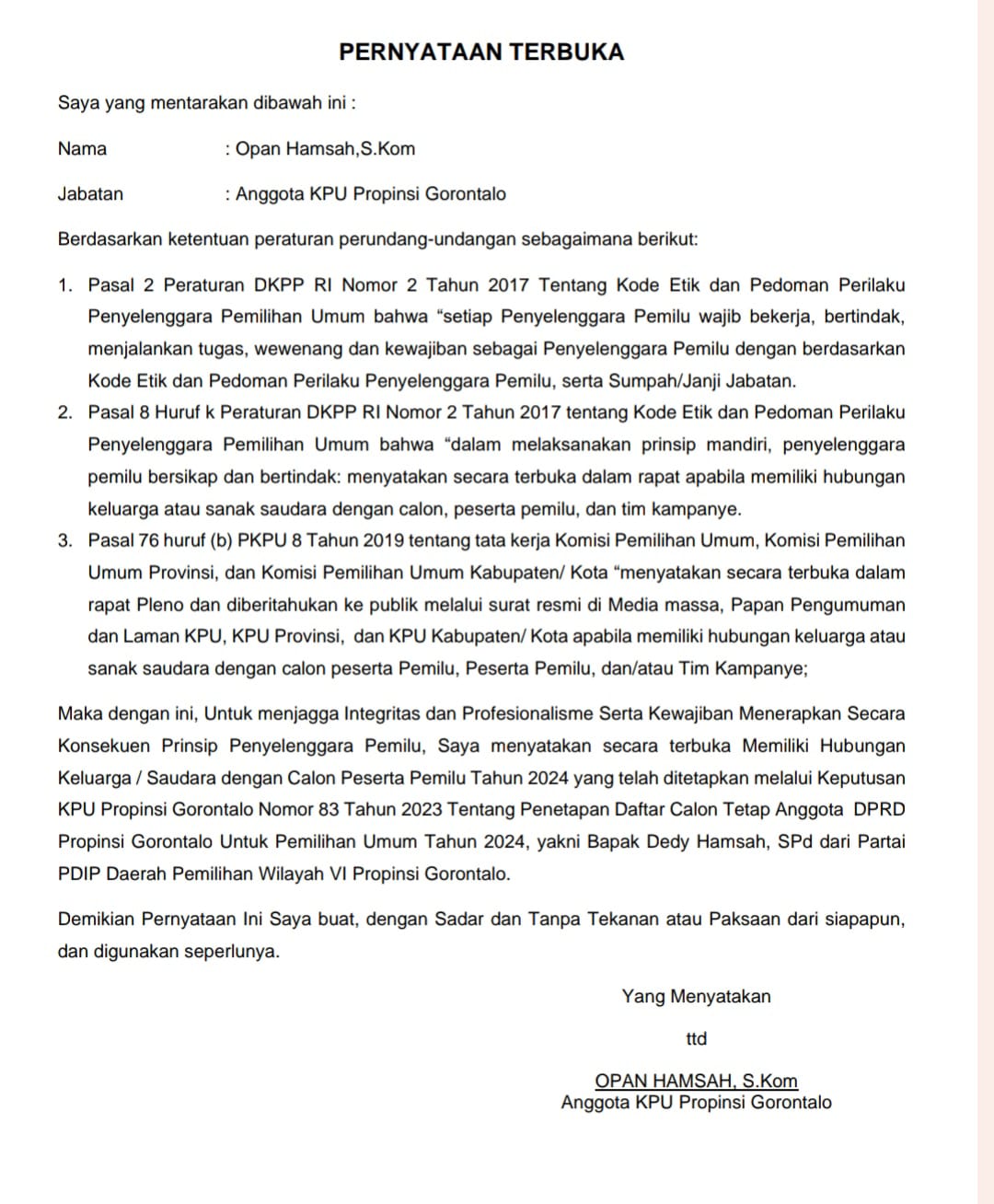 Surat Pernyataan