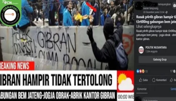 [Menyesatkan] Kantor Gibran Dirusak BEM Jateng-Jogja