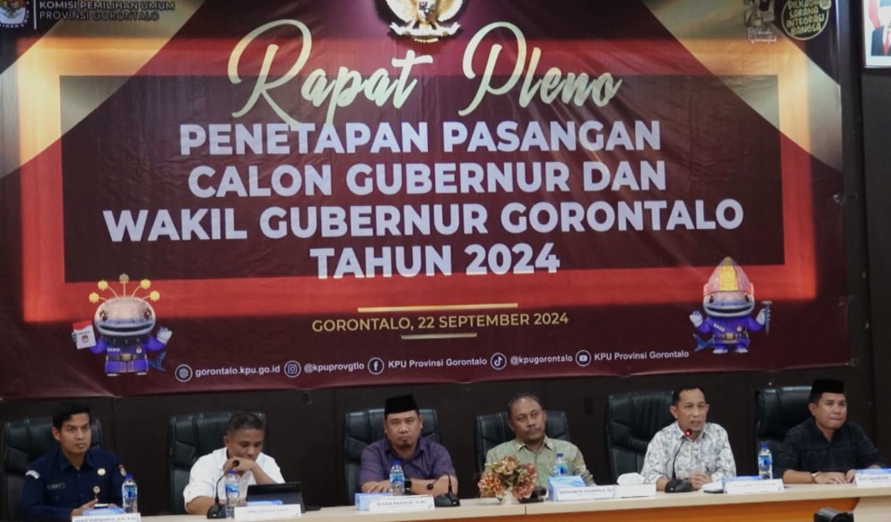 Rapat pleno penetapan Pasangan calon Gubernur dan Wakil Gubernur Gorontalo