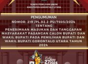Pengumuman Penerimaan Masukan dan Tanggapan Masyarakat untuk Paslon Pilkada Gorontalo Utara