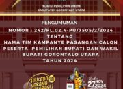 KPU Umumkan Nama Tim Kampanye Paslon Bupati dan Wakil Bupati Gorontalo Utara