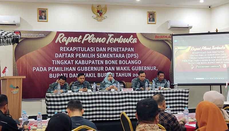 KPU Bone Bolango Gelar Rapat Rekapitulasi Penetapan Daftar Pemilih Sementara
