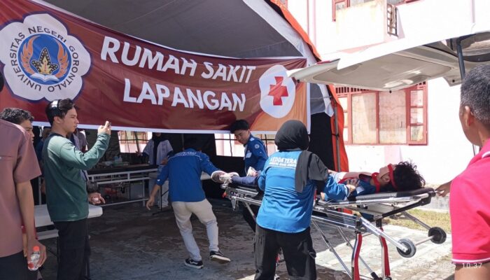Fakultas Kedokteran UNG Gelar Praktikum Simulasi Bencana