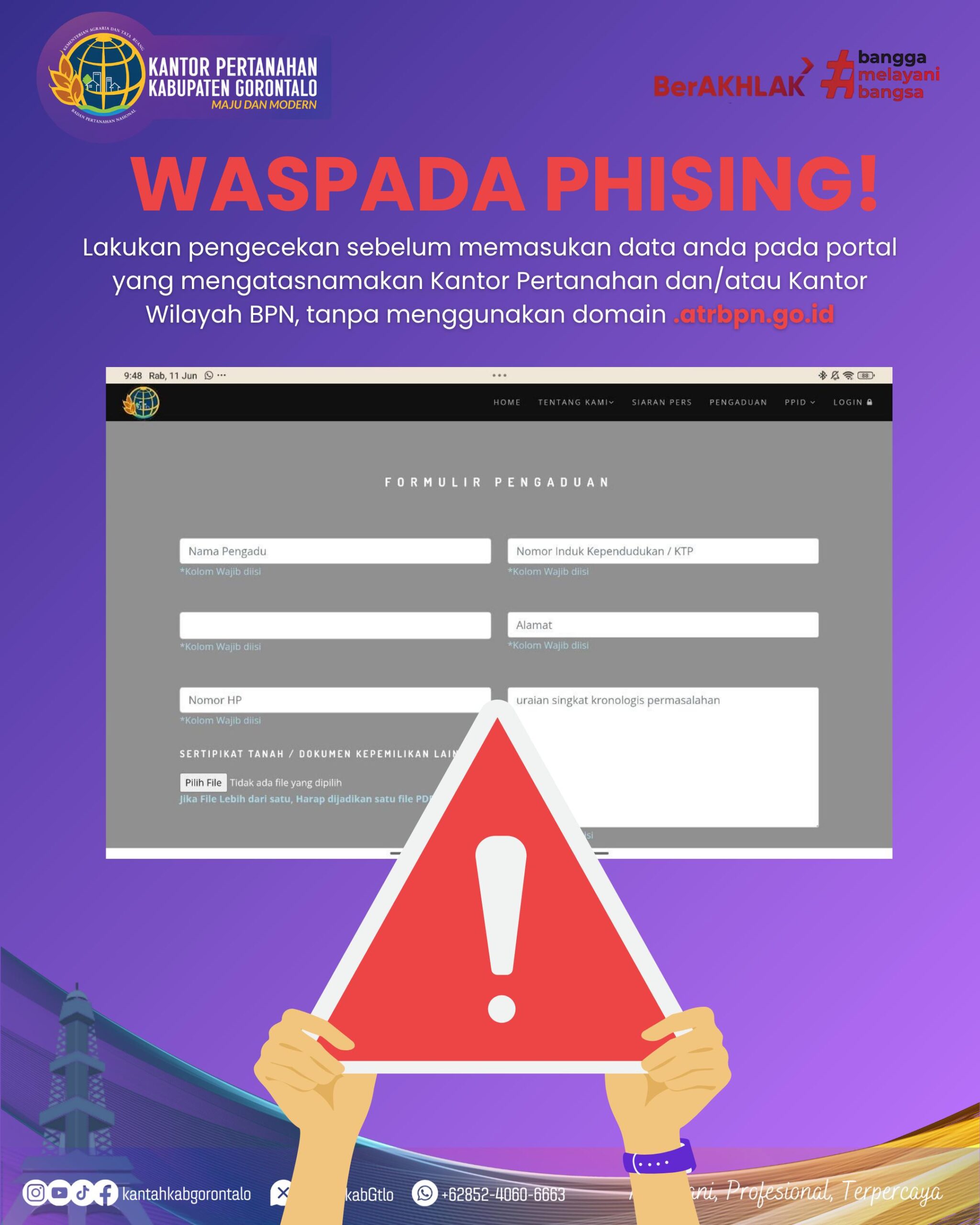 Web Palsu Kantor Pertanahan