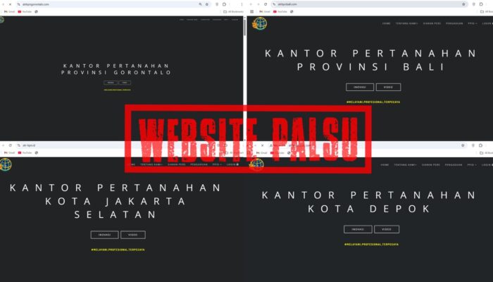 Beredar Situs Web Palsu Satker Kementerian ATR/BPN di Sejumlah Daerah