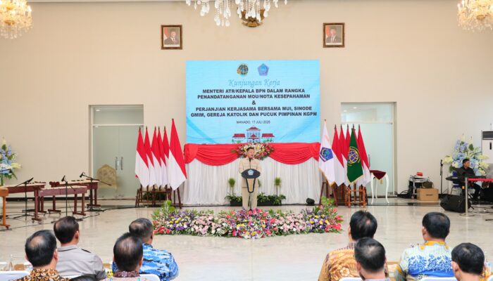 Menteri Nusron Saksikan MoU Antara Kanwil BPN Provinsi Sulut dengan Lembaga Keagamaan