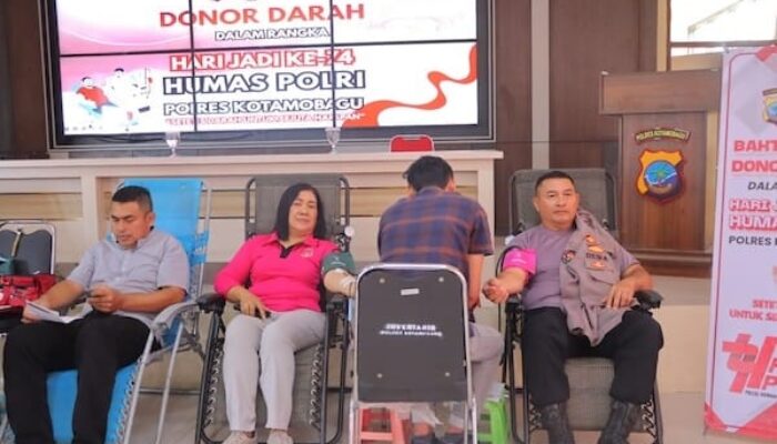 HUT Humas Polri ke-74, Polres Kotamobagu Gelar Bakti Sosial Donor Darah