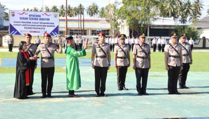 Kapolres Pohuwato Pimpin Upacara Sertijab Sejumlah Pejabat Utama