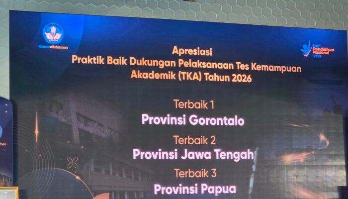 Pemprov Gorontalo Terbaik 1 Nasional dalam Pelaksanaan Tes Kemampuan Akademik 2026