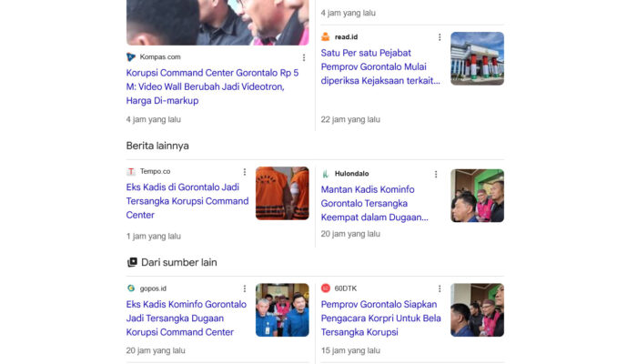 Krisis Citra Digital: Pencarian “Gorontalo” Kini Didominasi Berita Korupsi Bukan Pembangunan
