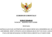 Gubernur Gorontalo Terbitkan Surat Edaran Siaga Kemarau 2026