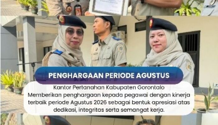 Kakantah Kabupaten Gorontalo Beri Penghargaan ke Pegawai Berkinerja Terbaik Periode Agustus