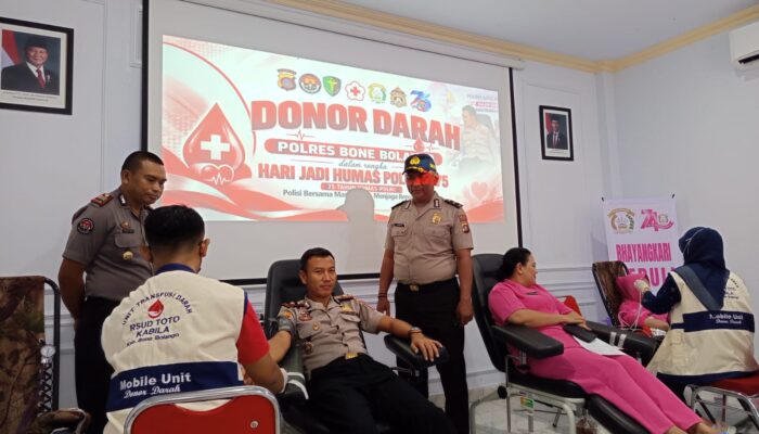 Polres Bone Bolango Gelar Donor Darah Peringati Hari Jadi Humas Polri ke-75